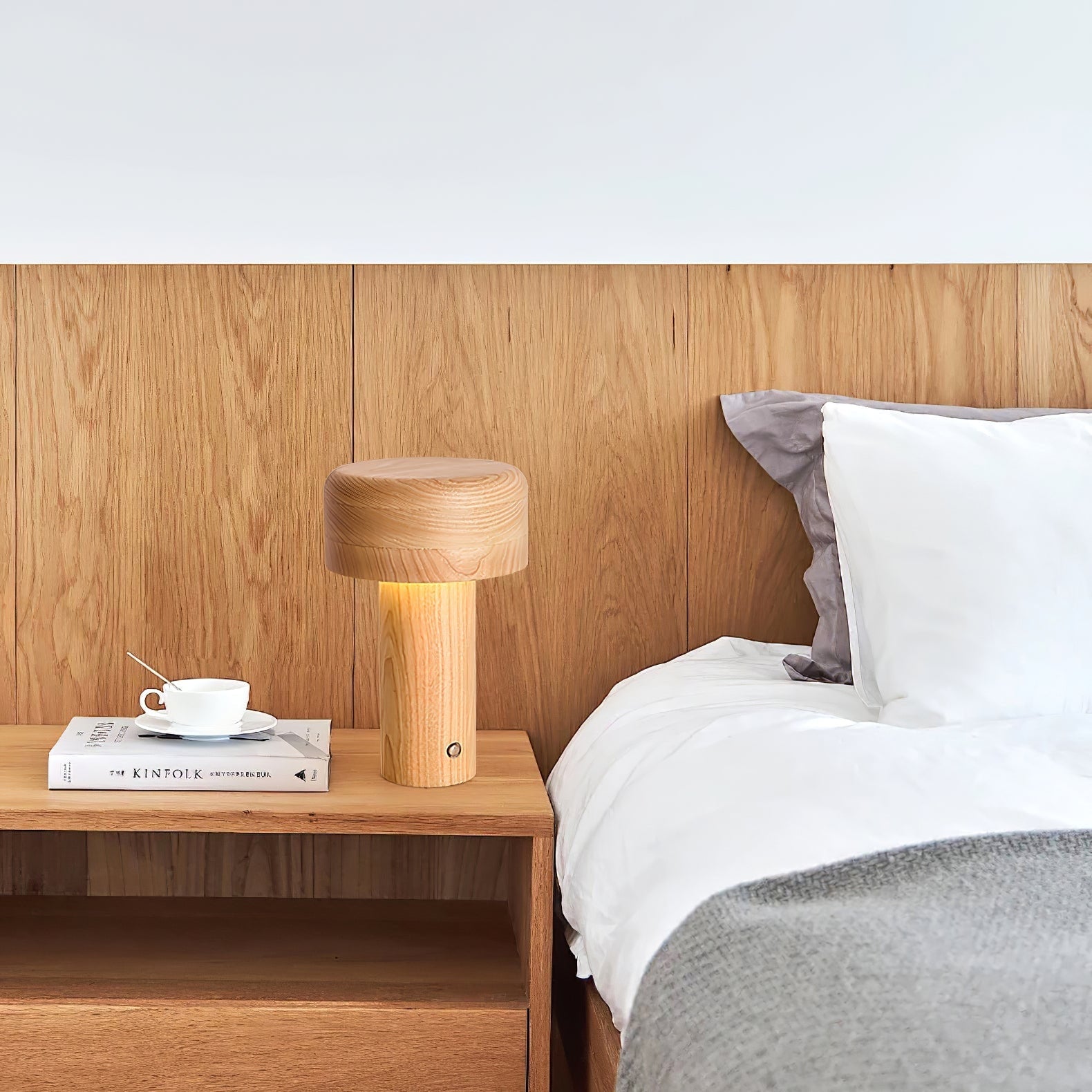 Modern Table Lamp LED Table Lamp Wooden Touch Control Lamp Minimalist - Image 8