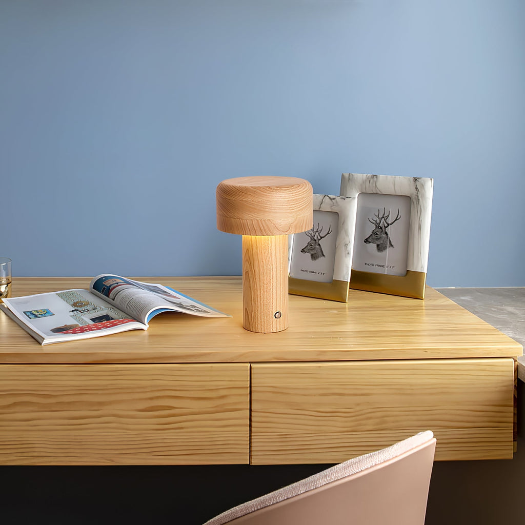 Modern Table Lamp LED Table Lamp Wooden Touch Control Lamp Minimalist - Image 9