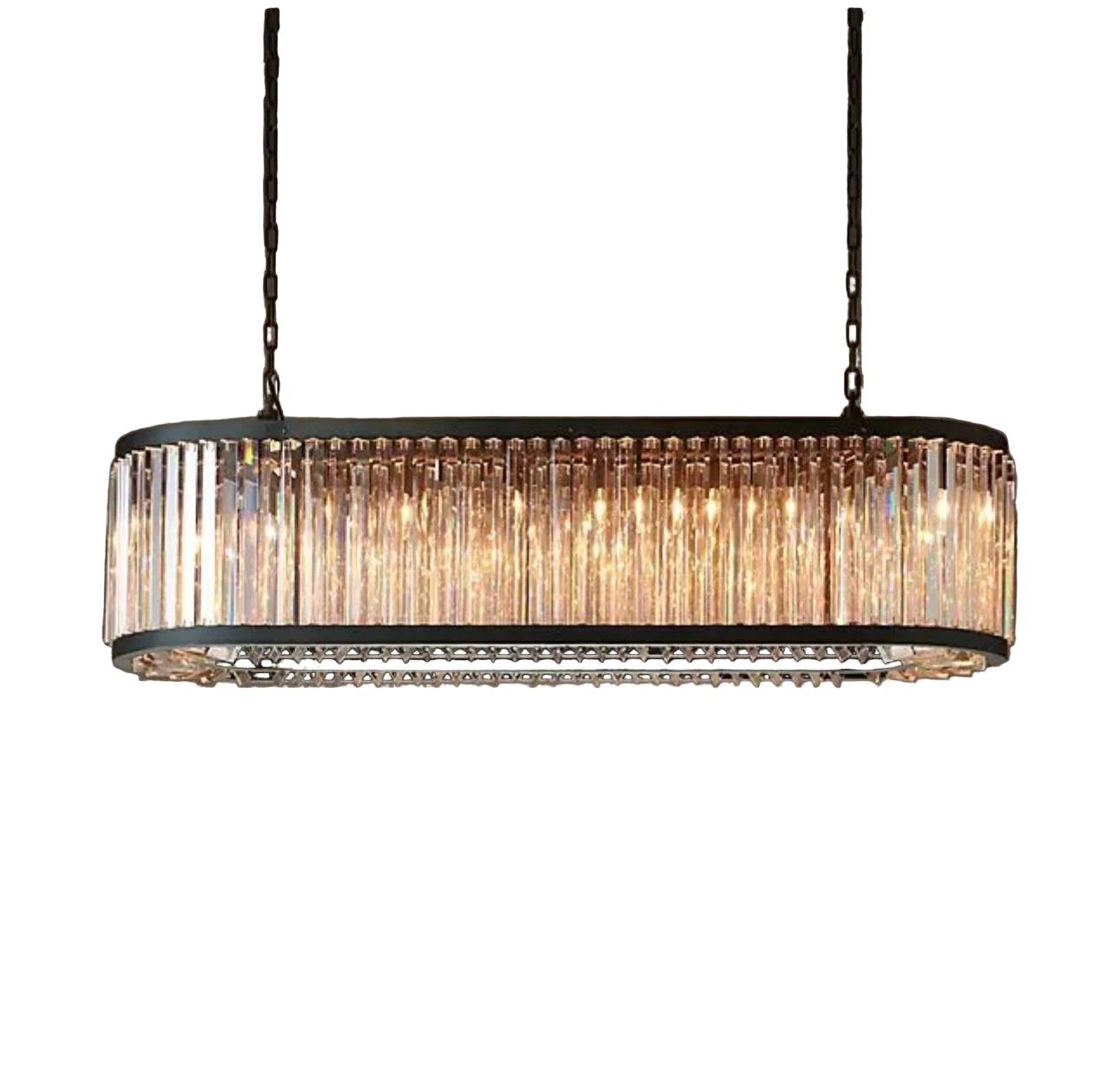 American-Style Chandelier for Home Decor – Matte Black Ceiling Light with Crystal Accents for Living Room and Dining Area