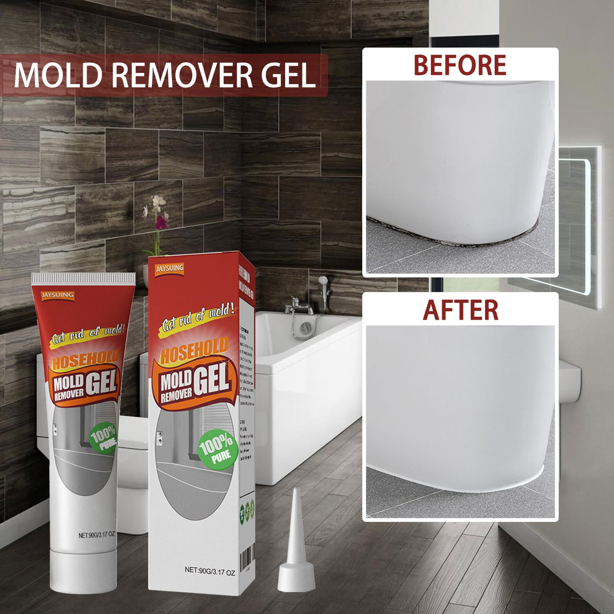 Mold and Mildew Remover Professional Gel with Precision Nozzle for Bathroom Tile Grout - Image 10