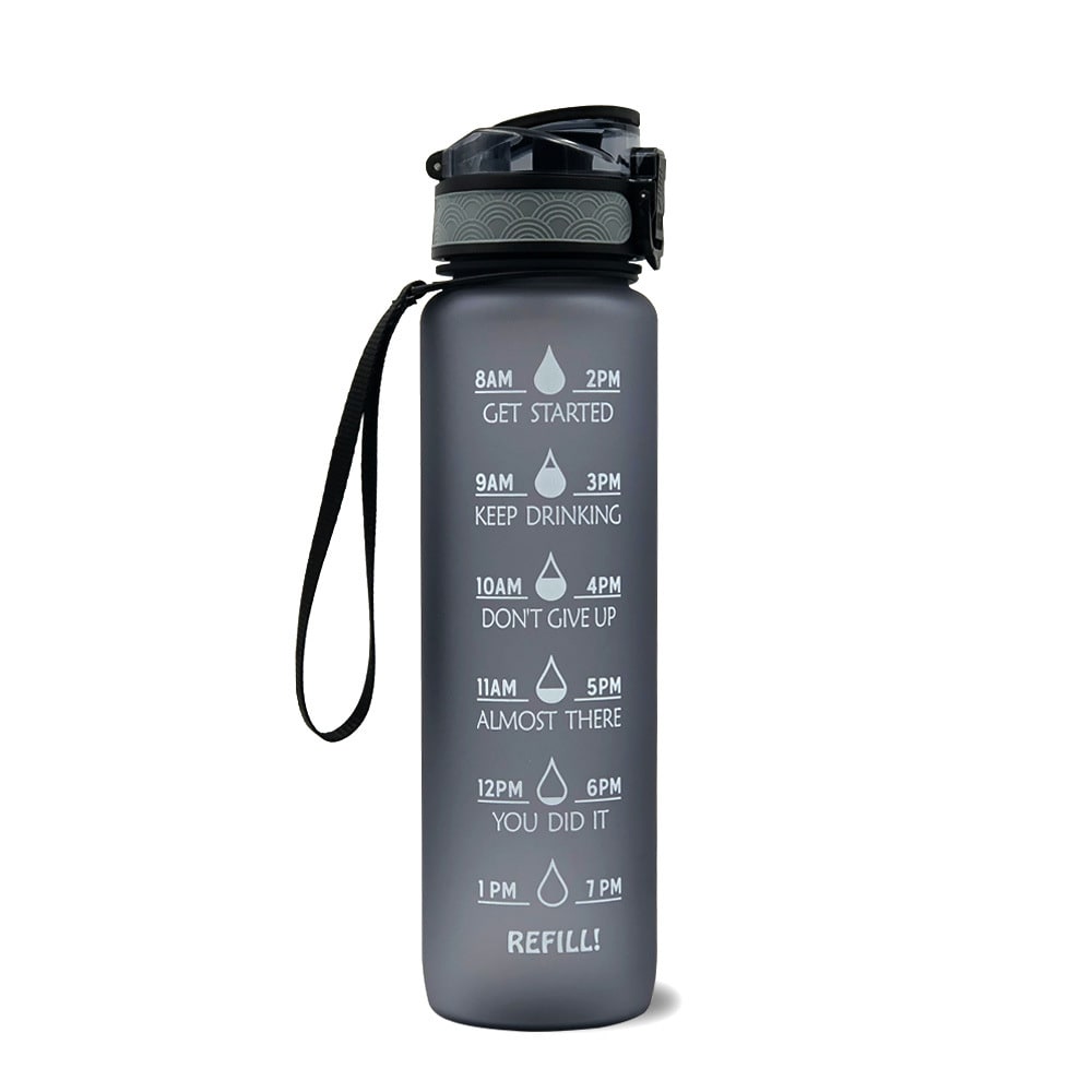 Motivational Sports Water Bottle with Time Markers 32 Oz Flip-Top Lid and Fruit Infuser - Image 10