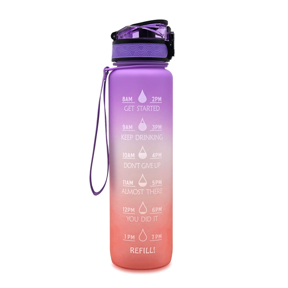 Motivational Sports Water Bottle with Time Markers 32 Oz Flip-Top Lid and Fruit Infuser - Image 14