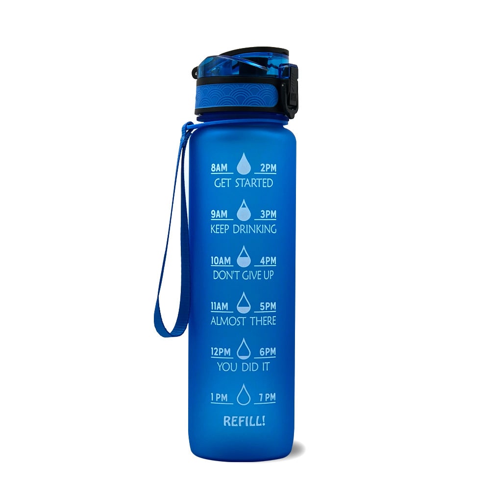 Motivational Sports Water Bottle with Time Markers 32 Oz Flip-Top Lid and Fruit Infuser - Image 15