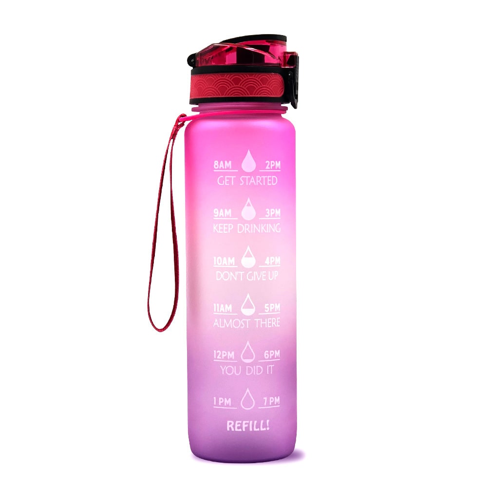 Motivational Sports Water Bottle with Time Markers 32 Oz Flip-Top Lid and Fruit Infuser - Image 16