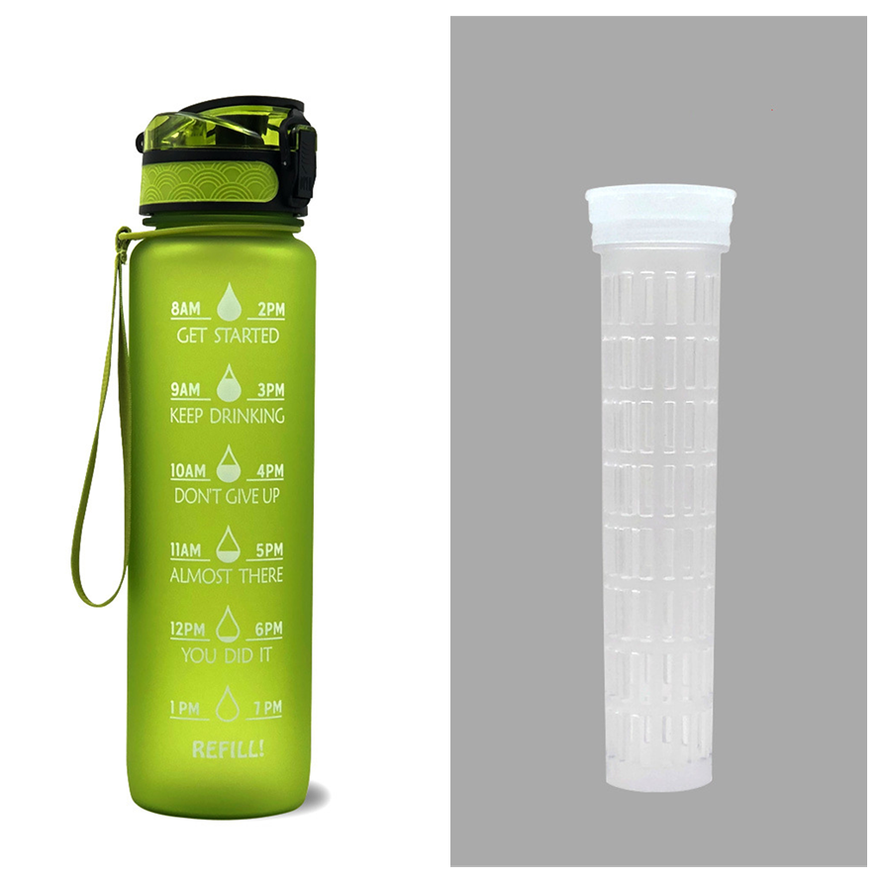 Motivational Sports Water Bottle with Time Markers 32 Oz Flip-Top Lid and Fruit Infuser - Image 18