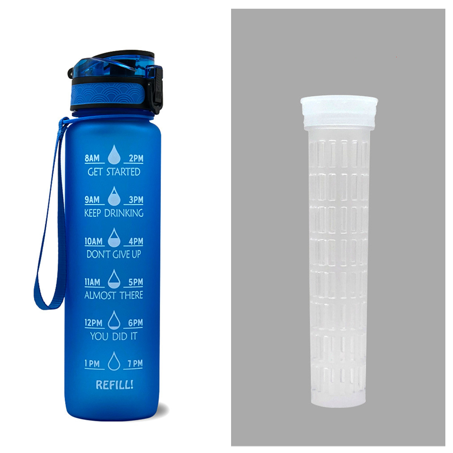 Motivational Sports Water Bottle with Time Markers 32 Oz Flip-Top Lid and Fruit Infuser - Image 22