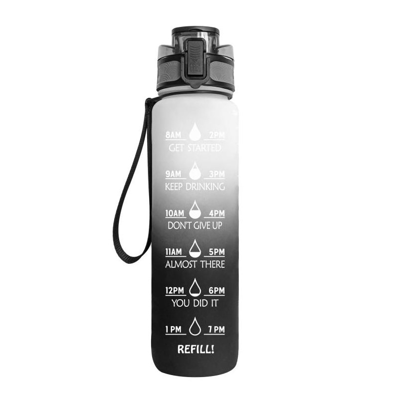 Motivational Sports Water Bottle with Time Markers 32 Oz Flip-Top Lid and Fruit Infuser - Image 24