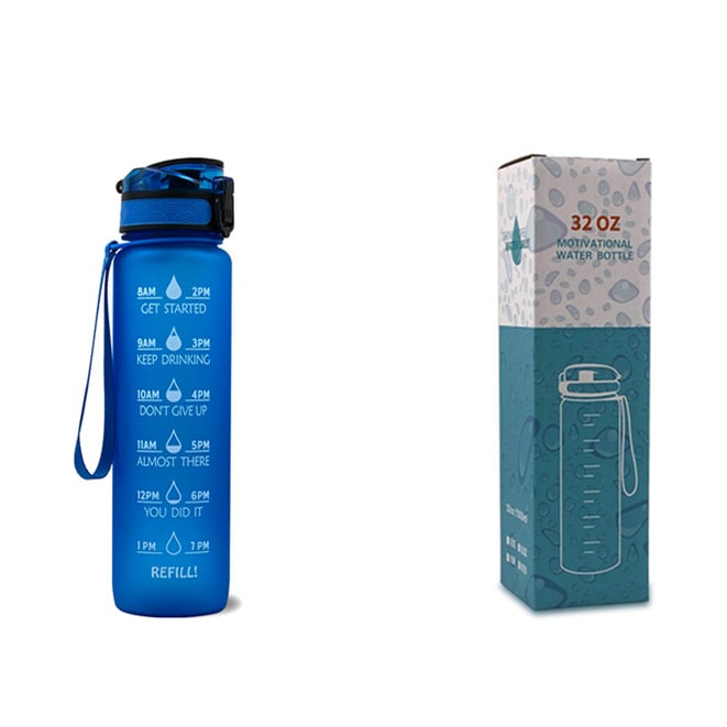 Motivational Sports Water Bottle with Time Markers 32 Oz Flip-Top Lid and Fruit Infuser - Image 25