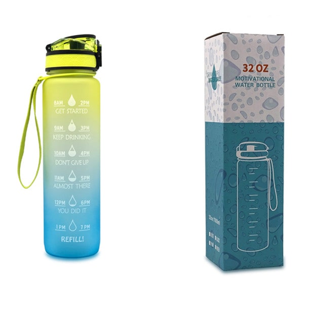 Motivational Sports Water Bottle with Time Markers 32 Oz Flip-Top Lid and Fruit Infuser - Image 27