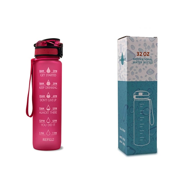 Motivational Sports Water Bottle with Time Markers 32 Oz Flip-Top Lid and Fruit Infuser - Image 29