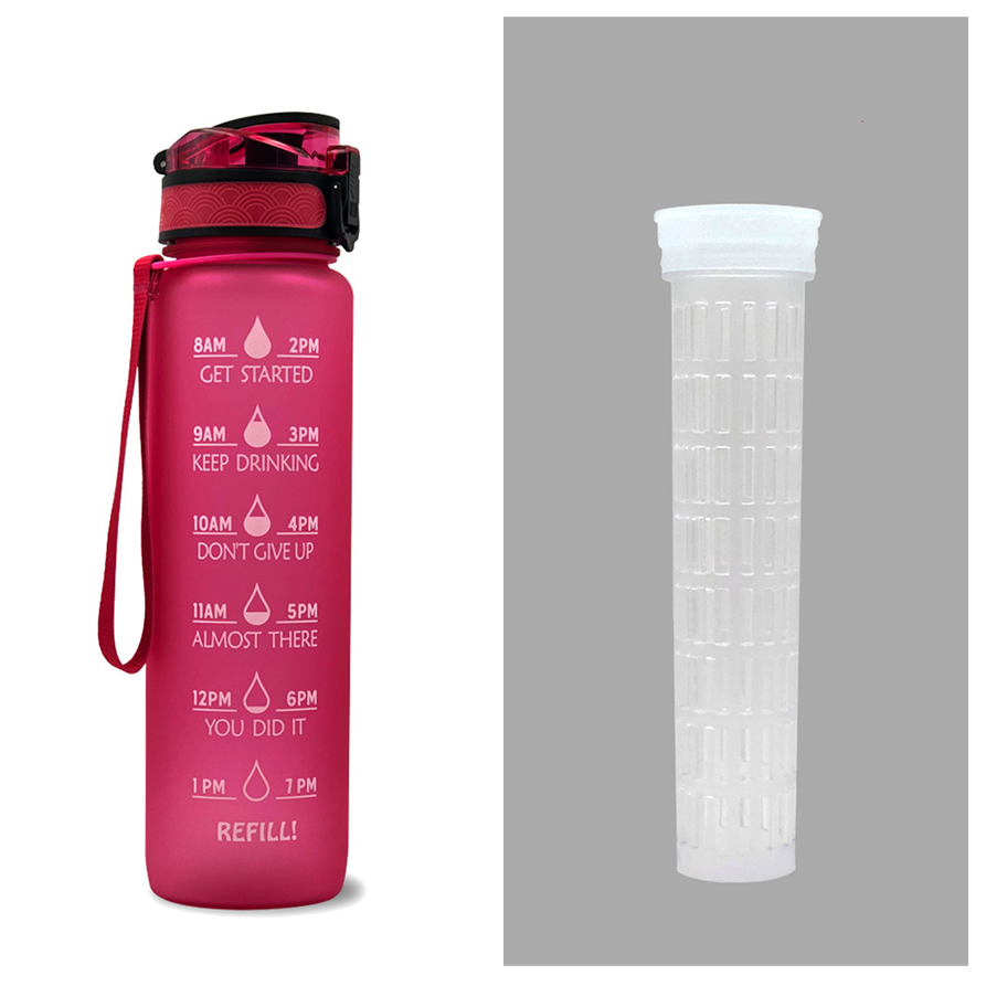 Motivational Sports Water Bottle with Time Markers 32 Oz Flip-Top Lid and Fruit Infuser - Image 30