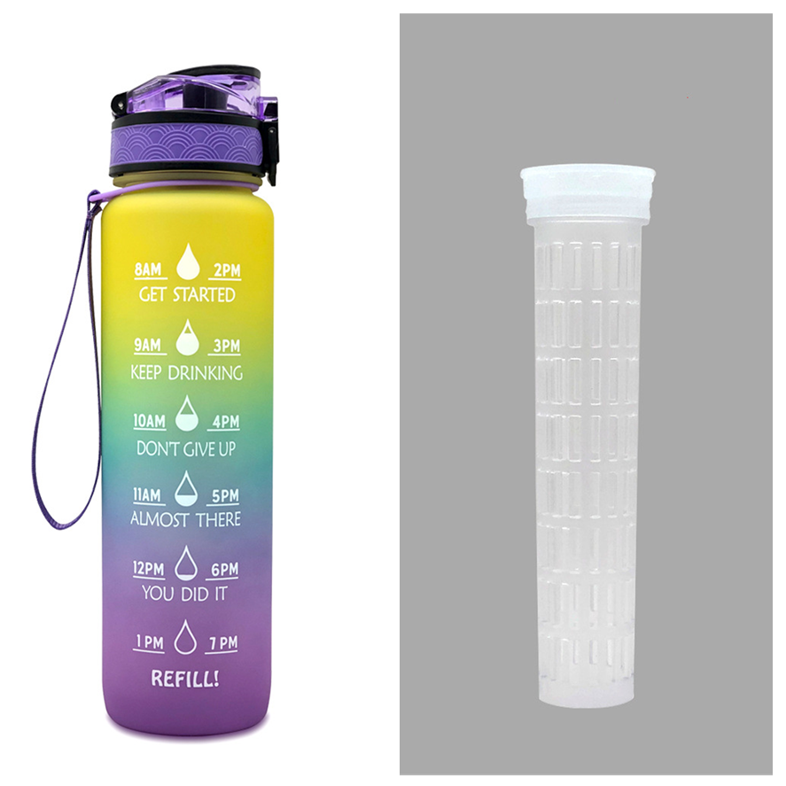 Motivational Sports Water Bottle with Time Markers 32 Oz Flip-Top Lid and Fruit Infuser - Image 31
