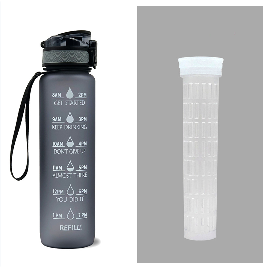 Motivational Sports Water Bottle with Time Markers 32 Oz Flip-Top Lid and Fruit Infuser - Image 32