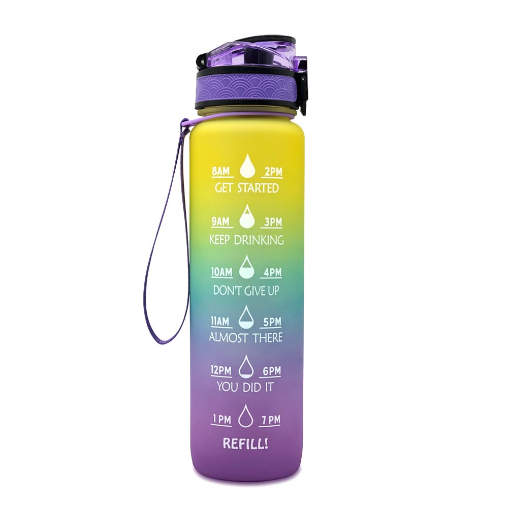 Motivational Sports Water Bottle with Time Markers 32 Oz Flip-Top Lid and Fruit Infuser - Image 33