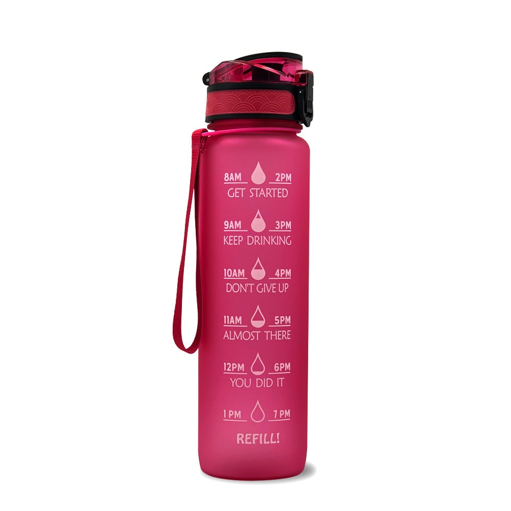 Motivational Sports Water Bottle with Time Markers 32 Oz Flip-Top Lid and Fruit Infuser - Image 34