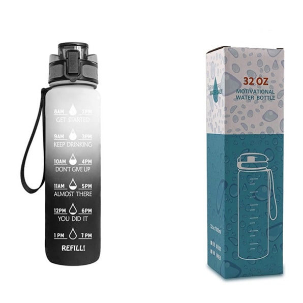 Motivational Sports Water Bottle with Time Markers 32 Oz Flip-Top Lid and Fruit Infuser - Image 36