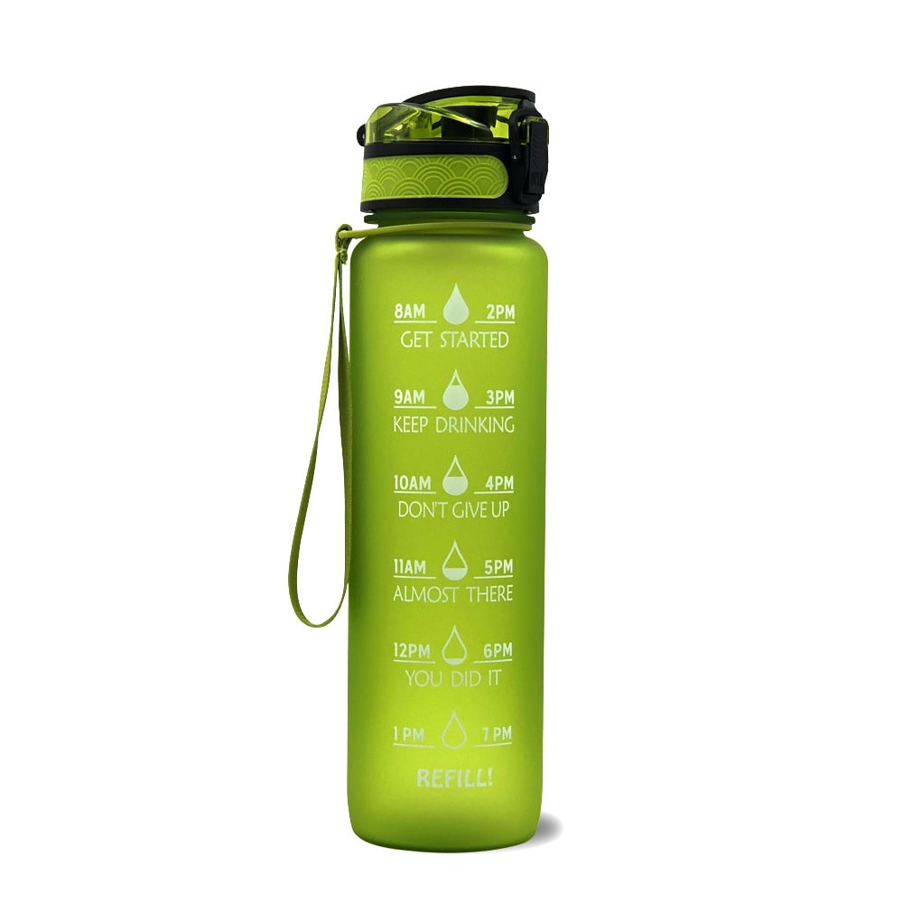 Motivational Sports Water Bottle with Time Markers 32 Oz Flip-Top Lid and Fruit Infuser - Image 39