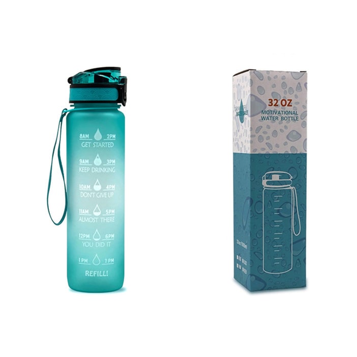 Motivational Sports Water Bottle with Time Markers 32 Oz Flip-Top Lid and Fruit Infuser - Image 40