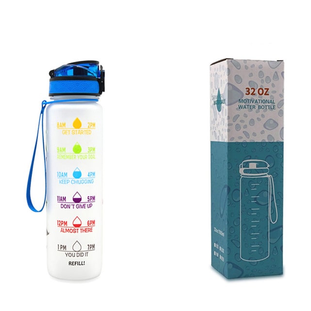 Motivational Sports Water Bottle with Time Markers 32 Oz Flip-Top Lid and Fruit Infuser - Image 5