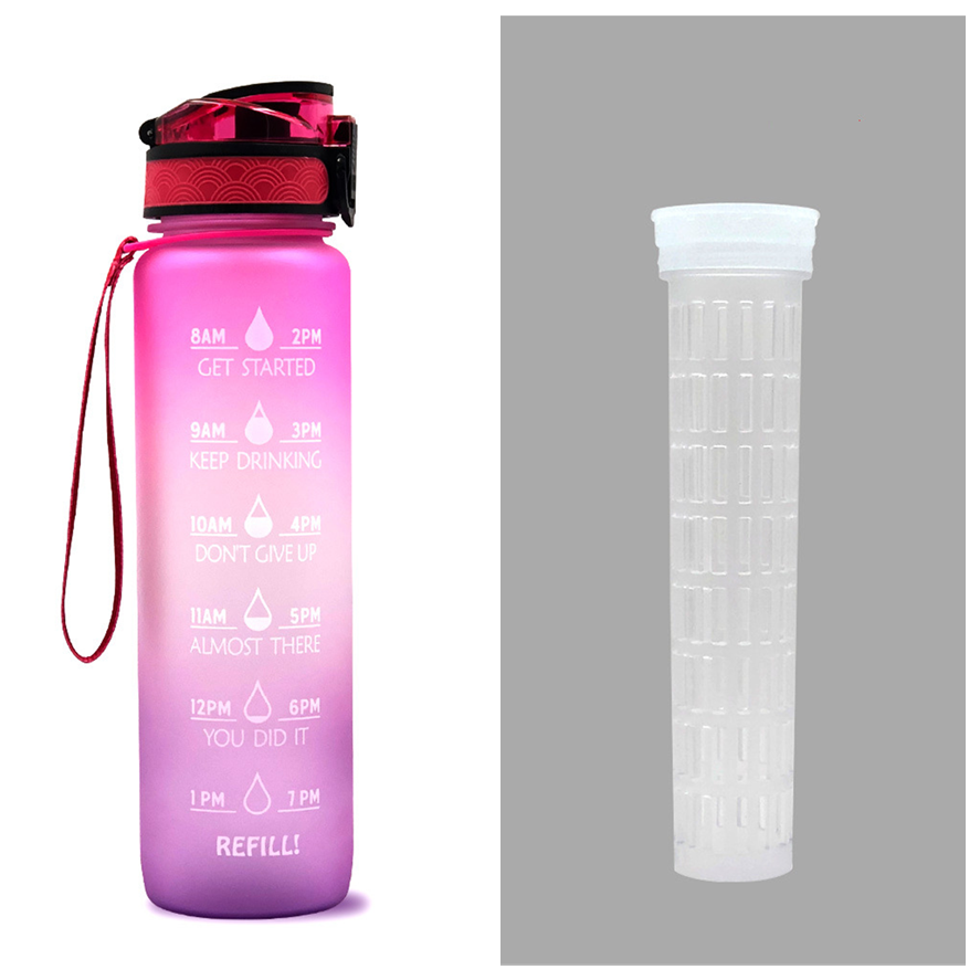 Motivational Sports Water Bottle with Time Markers 32 Oz Flip-Top Lid and Fruit Infuser - Image 6