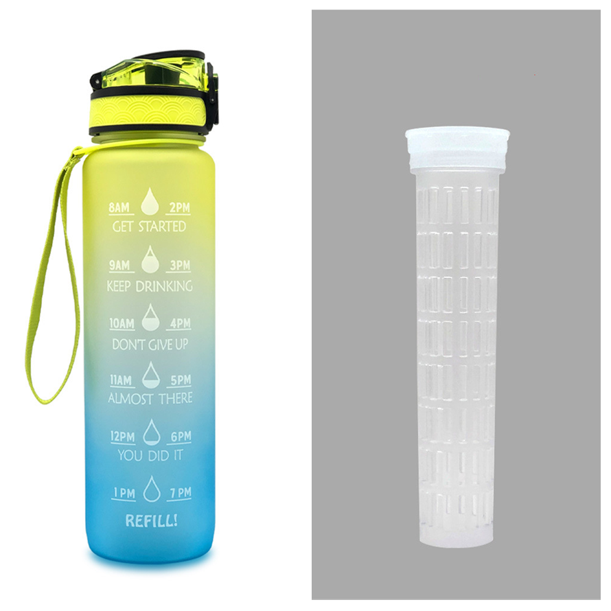 Motivational Sports Water Bottle with Time Markers 32 Oz Flip-Top Lid and Fruit Infuser - Image 7