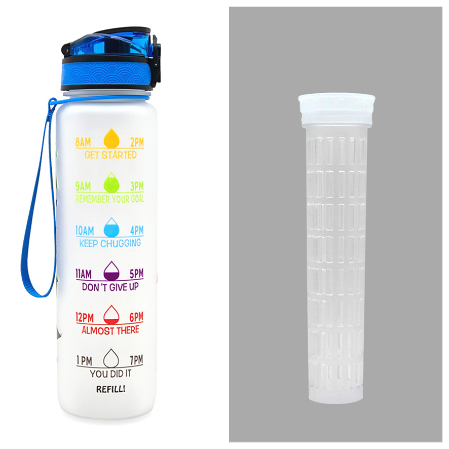 Motivational Sports Water Bottle with Time Markers 32 Oz Flip-Top Lid and Fruit Infuser - Image 9