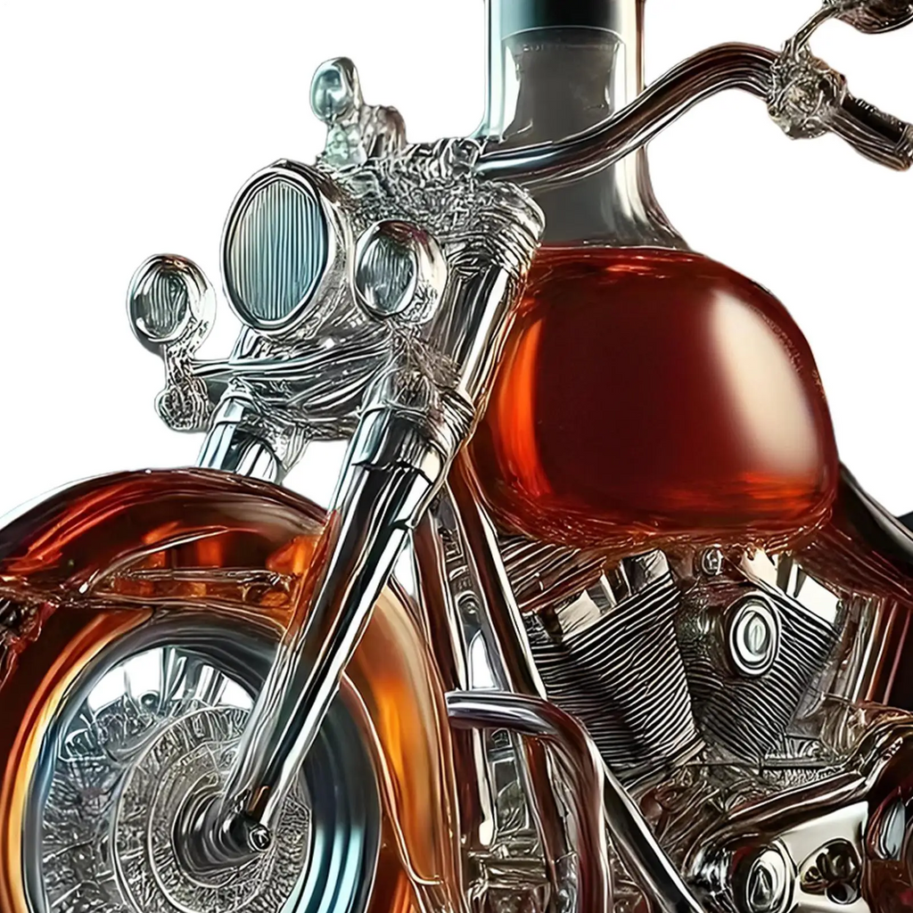 Motorcycle Whiskey Decanter with Alcohol Set Glass Cruiser Design with Silver Accents - Image 6