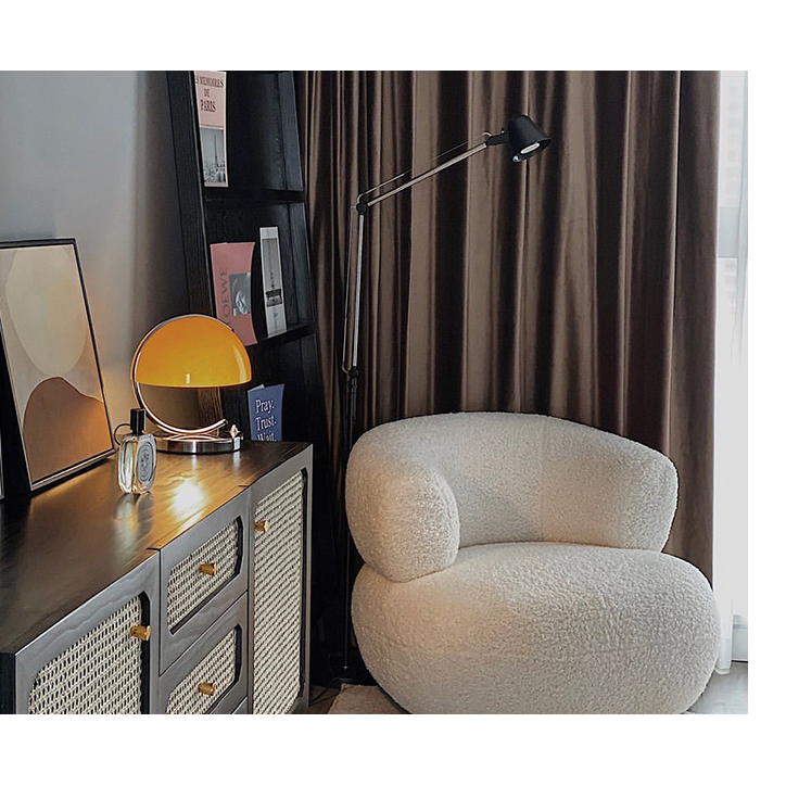 Mushroom Table Lamp with Curved Chrome Arm Retro Mid Century Modern Bedside for Study Bedroom Office - Image 3