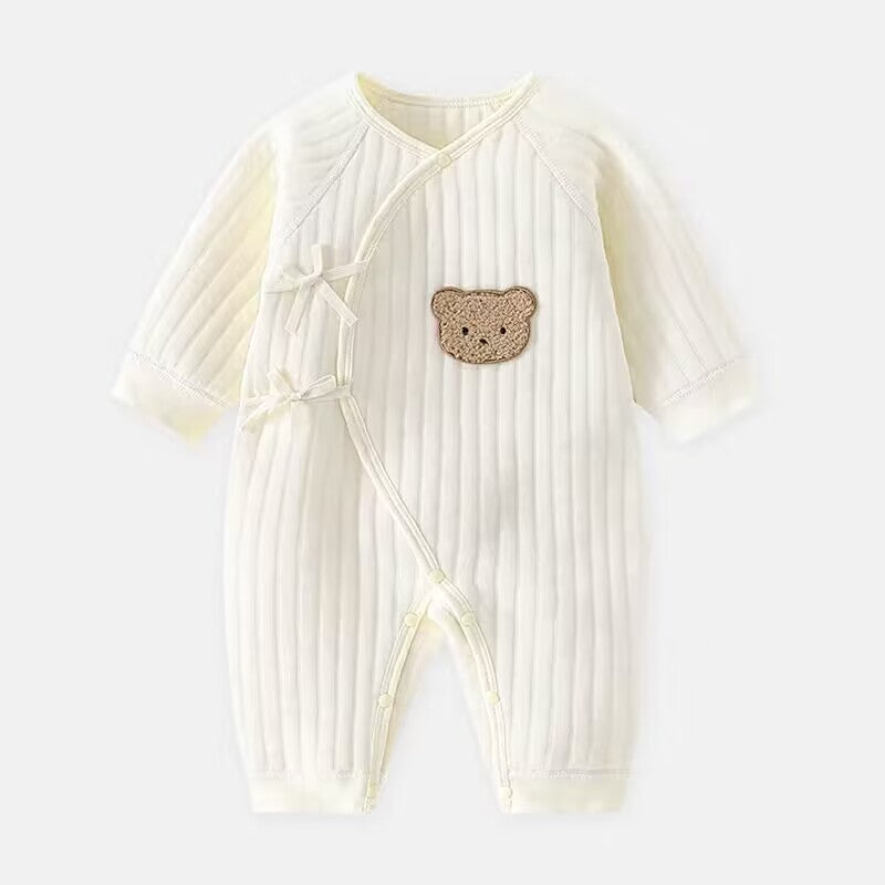 Bear Print Baby Romper for Spring and Autumn – Comfortable One-Piece Outfit for Infants and Toddlers