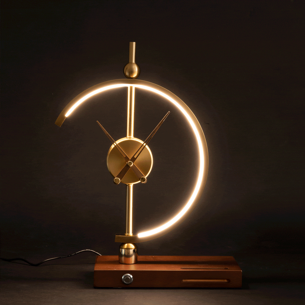 Rechargeable Table Lamp with Integrated Clock – Elegant Ambient Lighting for Bedroom, Living Room and Nightstand Use
