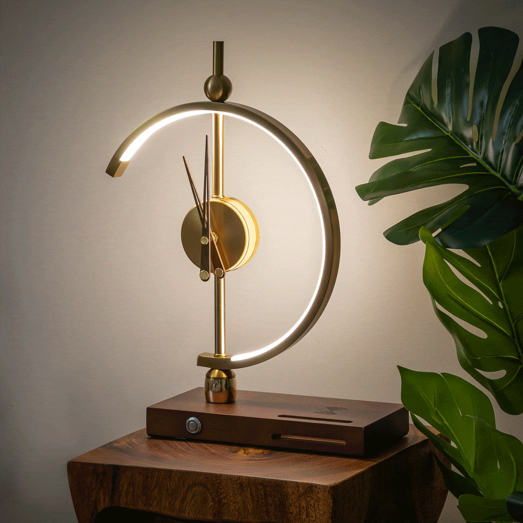 Rechargeable Table Lamp with Integrated Clock – Elegant Ambient Lighting for Bedroom, Living Room and Nightstand Use