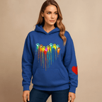 Heart Print Women's Hoodie - Relaxed Fit with Long Sleeves