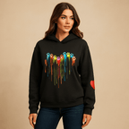 Heart Print Women's Hoodie - Relaxed Fit with Long Sleeves