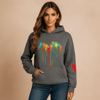 Heart Print Women's Hoodie - Relaxed Fit with Long Sleeves