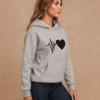 Casual Long Sleeve Women's Hoodie with Heart Print