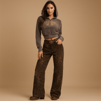 Timeless Women's Leopard Print Jeans - Stylish & Comfortable