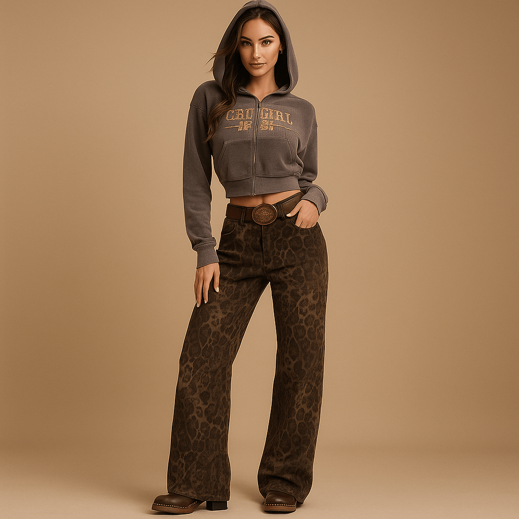 Timeless Women's Leopard Print Jeans - Stylish & Comfortable