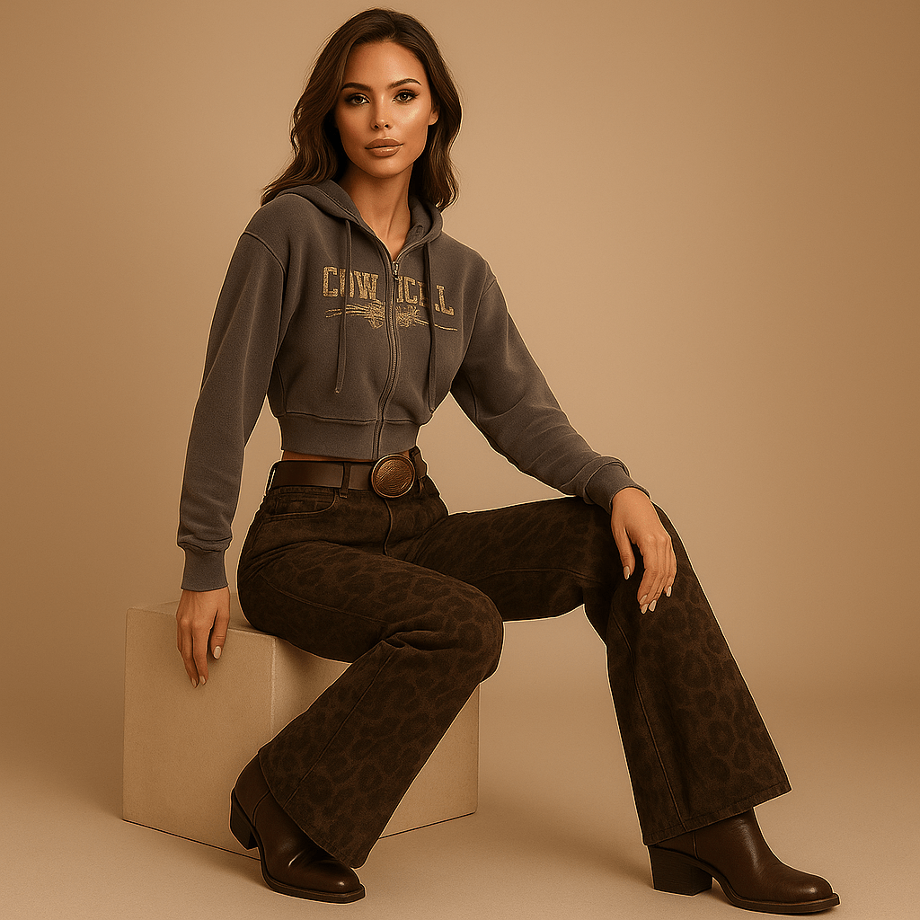 Timeless Women's Leopard Print Jeans - Stylish & Comfortable