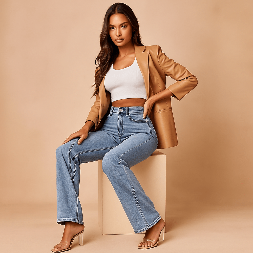 High-Waisted Wide-Leg Jeans for Women - Relaxed Fit with Five-Pocket Style