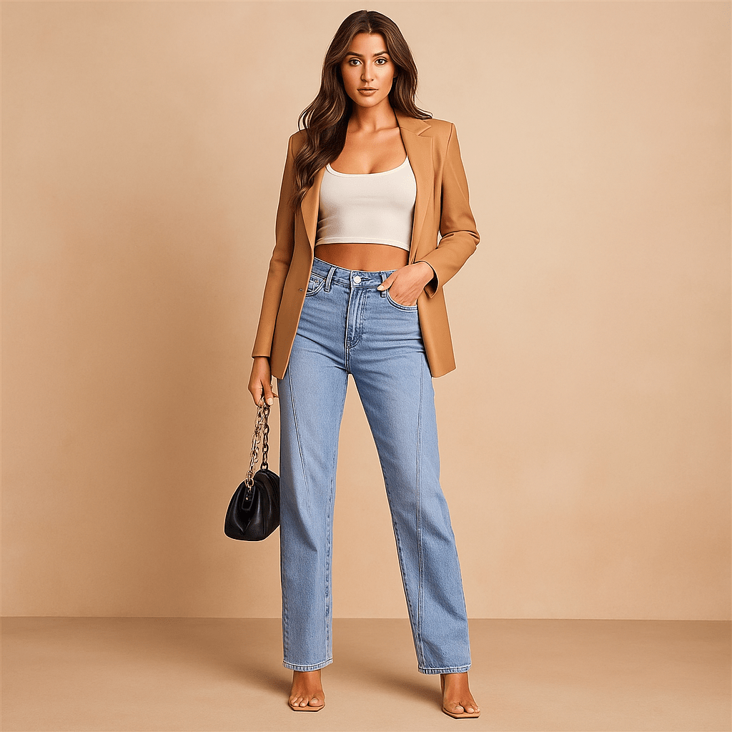 High-Waisted Wide-Leg Jeans for Women - Relaxed Fit with Five-Pocket Style