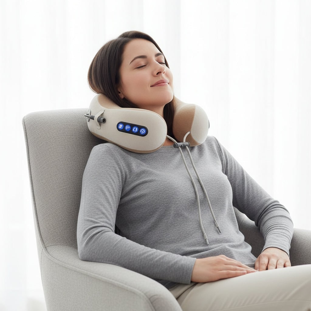 Neck Massager and U Shaped Massage Pillow with Vibrating Heat and Adjustable Drawstring - Image 2