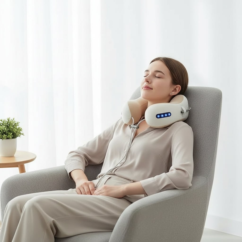Neck Massager and U Shaped Massage Pillow with Vibrating Heat and Adjustable Drawstring - Image 3