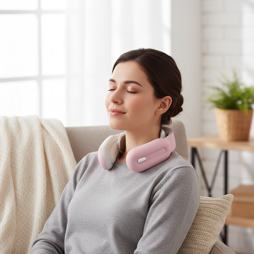 Neck Massager with Heat and Shoulder Trapezius Muscle Relief Wireless Electric Pulse Device - Image 2