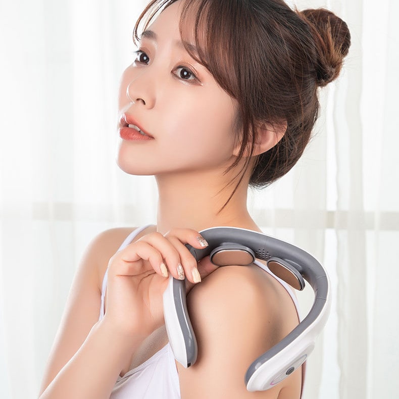 Neck Massager with Heat for Shoulder and Trapezius Muscle Relief Portable Folding Electric Pulse - Image 1