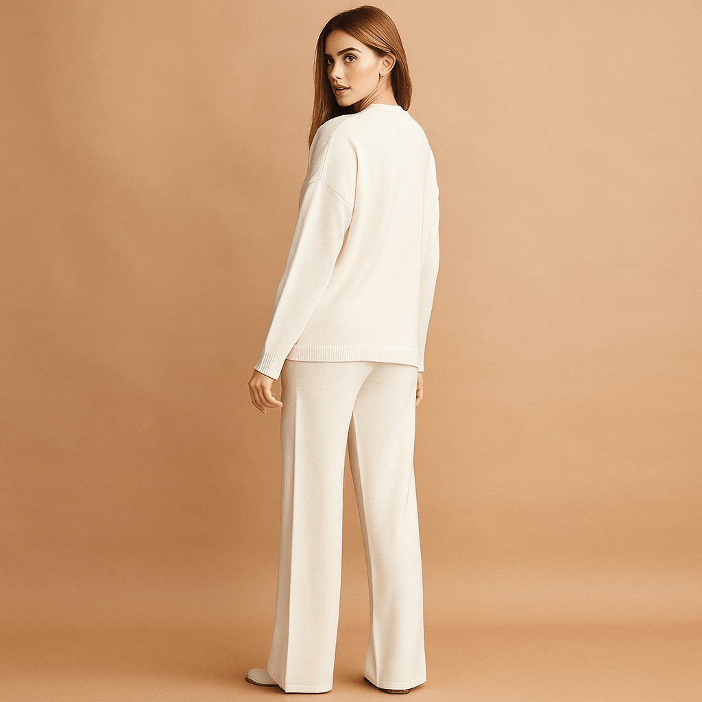 Coordinated Knitted High Neck Jumper and Trouser Set