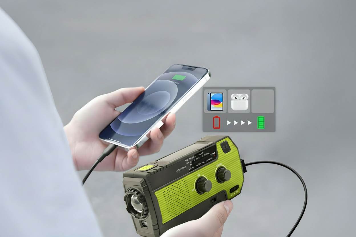 Solar-Powered Portable Emergency Radio – Multi-Function Safety Radio for Outdoor Adventures, Travel and Power Outages