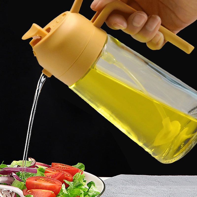 Oil Dispenser Bottle and Sprayer with Glass Construction and Handle - Image 1