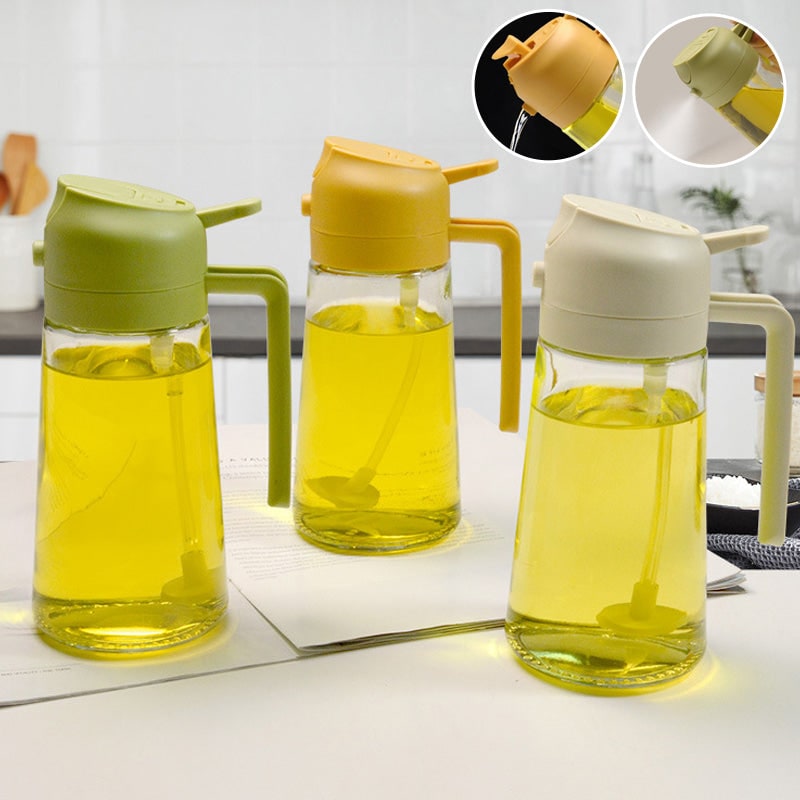 Oil Dispenser Bottle and Sprayer with Glass Construction and Handle - Image 2