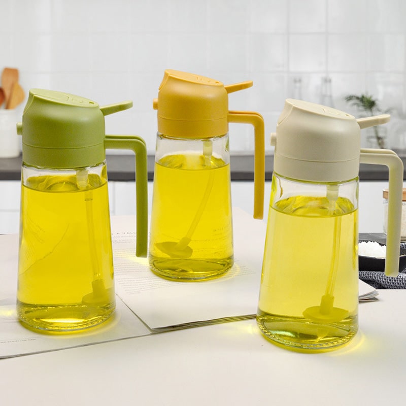 Oil Dispenser Bottle and Sprayer with Glass Construction and Handle - Image 3