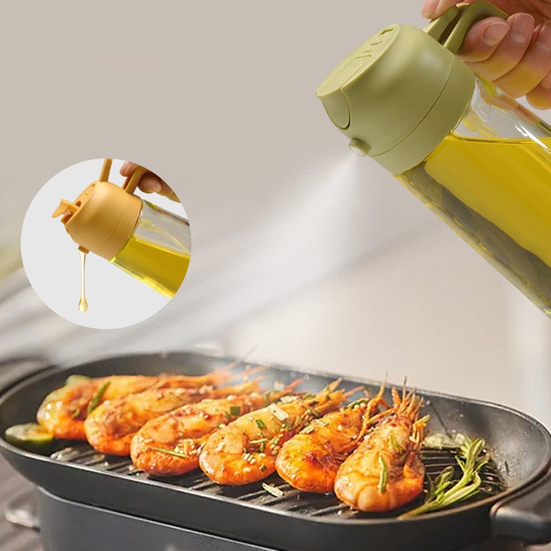 Oil Dispenser Bottle and Sprayer with Glass Construction and Handle - Image 5